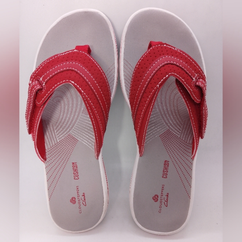 Clarks Cloudsteppers Women's Red Flip Flops Sandals